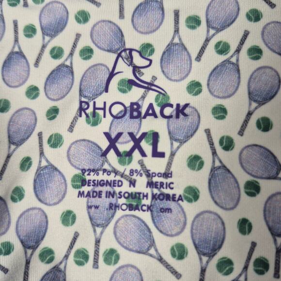 Rhoback Green Purple Pickle Ball Tennis Print Short Sleeve Men's Polo Shirt XXL - Picture 2 of 4